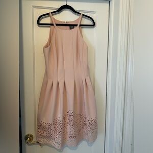 Vince Camuto Light Pink Fit and Flare Laser Cut Dress Size 16